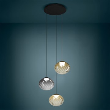 Eglo - Lampadario LED dimmerabile a sospensione con cavo 3xLED/5,8W/230V 2200-6500K nero/beige/fumé + telecomando