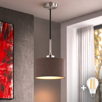 Eglo - Lampadario LED su cavo TUNJA 1xE27/60W/230V Ø 20 cm marrone/nero