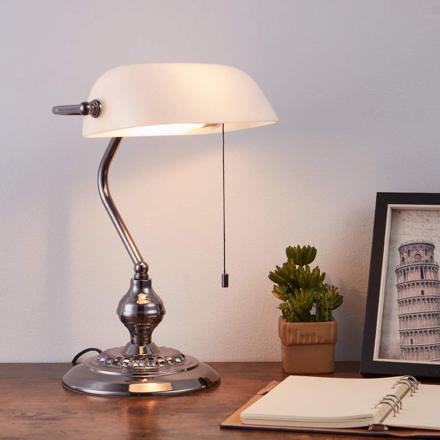 Eglo - Lampe de table 1xE27/60W/230V blanc/chrome brillant
