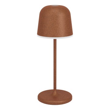 Eglo - Lampe de table extérieure LED tactile et rechargeable, à intensité réglable, 1,8 W/5 V, 2500/3000/4000 K, batterie 2500 mAh, IP54, marron