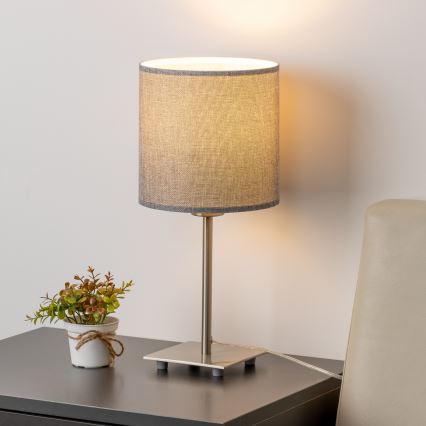 Eglo - Lampe de table LED TUNJA 1xE27/60W/230V 26,5 cm chrome mat/gris