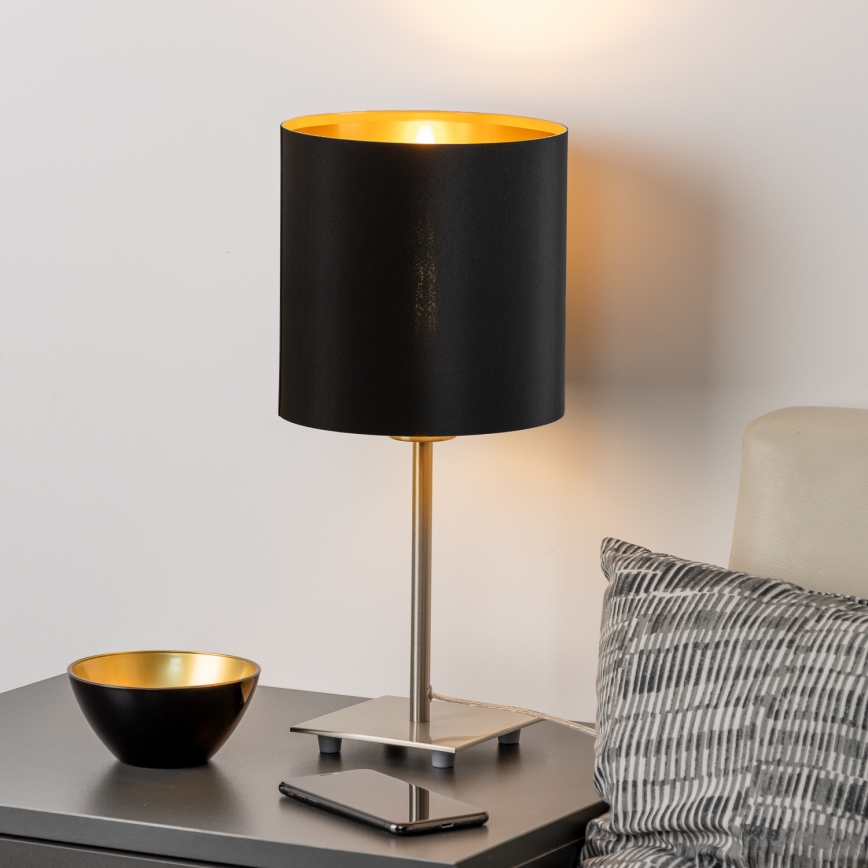 Eglo - Lampe de table LED TUNJA 1xE27/60W/230V 26,5 cm chrome mat/noir