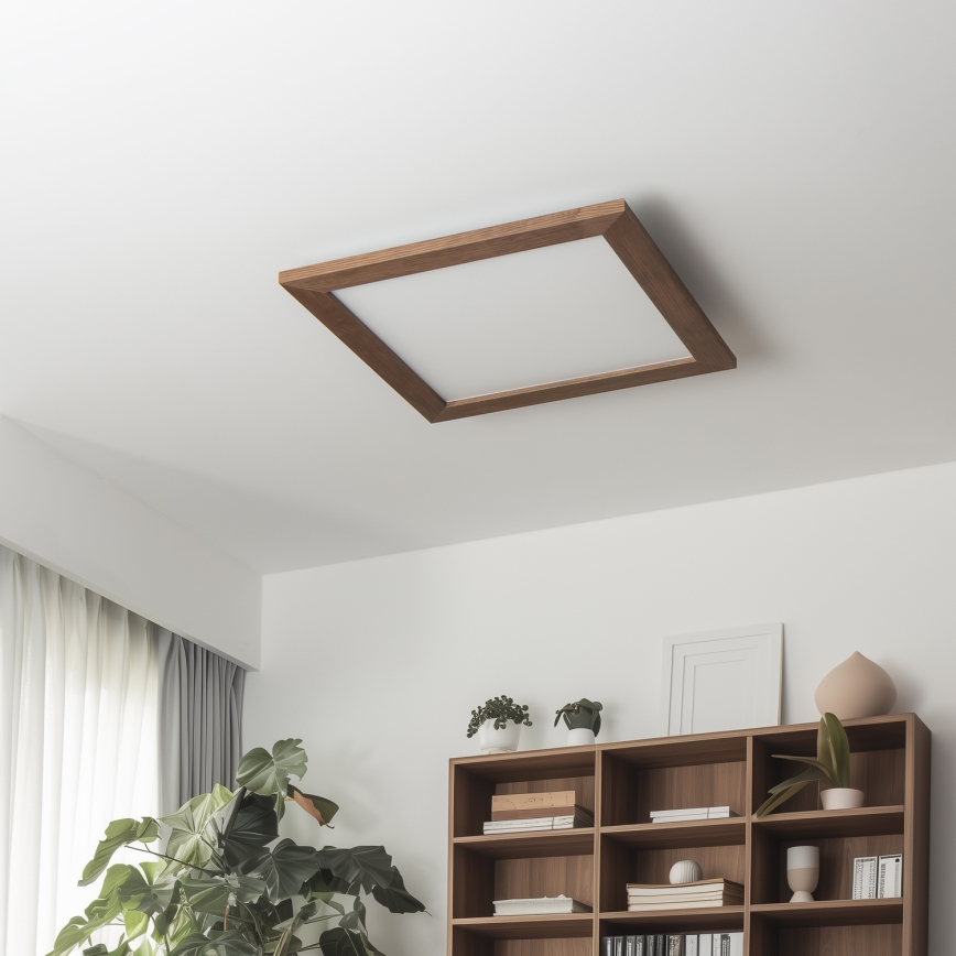 Eglo - LED Dimmbares Aufbaulichtpanel SALOBRENA 2 WOOD LED/25W/230V 4000K 49,5x49,5 cm Dunkelbraun