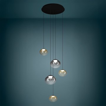 Eglo - LED dimmbares Pendel an Kabel 5xLED/5,8W/230V 2200-6500K schwarz/beige/rauchfarben + Fernbedienung
