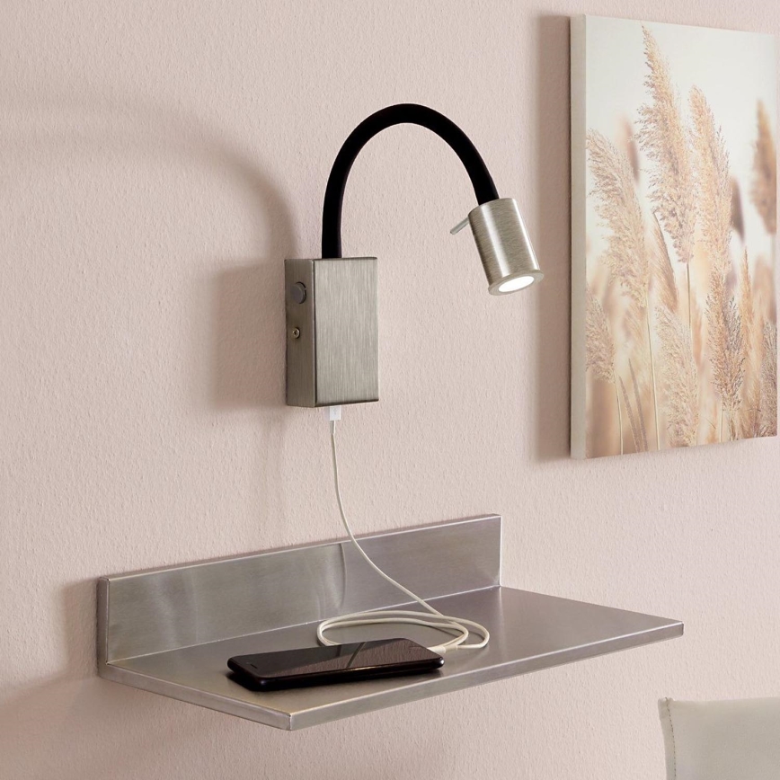 Eglo - LED Faretto da parete con caricatore USB 1xLED/3,5W/230V cromo opaco