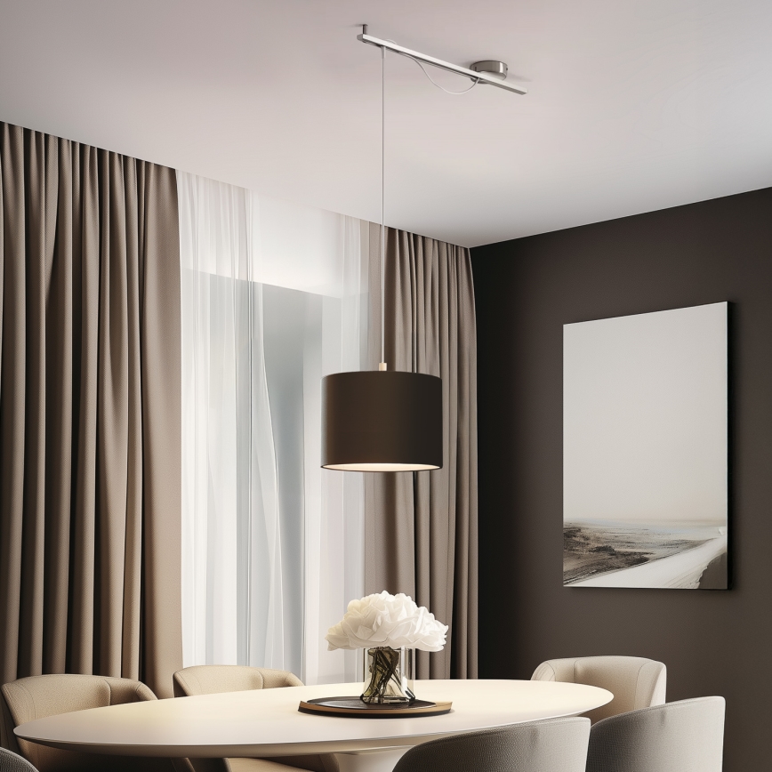 Eglo - LED-Hängeleuchte CALCENA 1xE27/60W/230V Chrom/braun