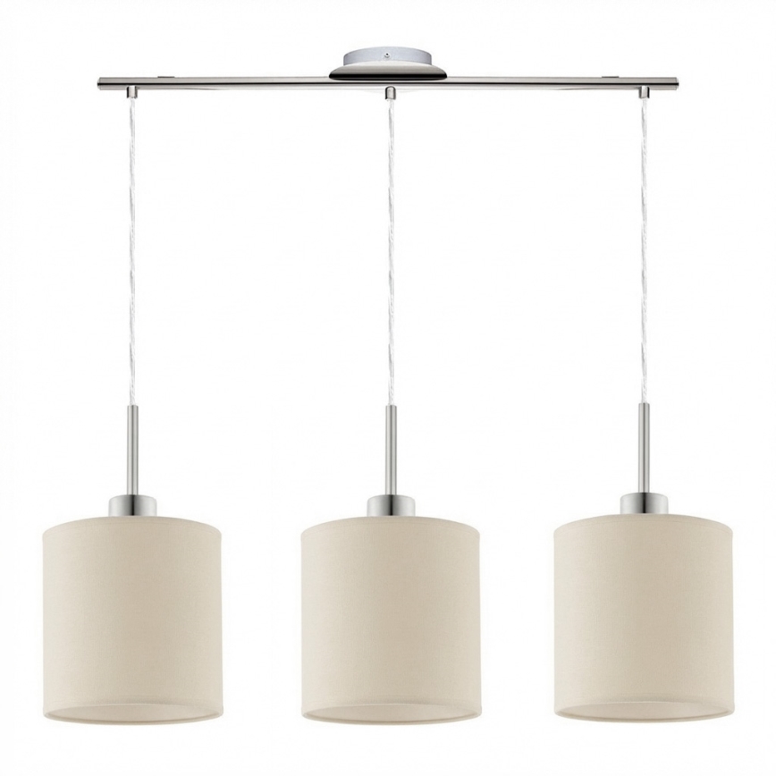 Eglo - LED-Hängeleuchte mit Seilaufhängung TUNJA 3xE27/60W/230V cremefarben