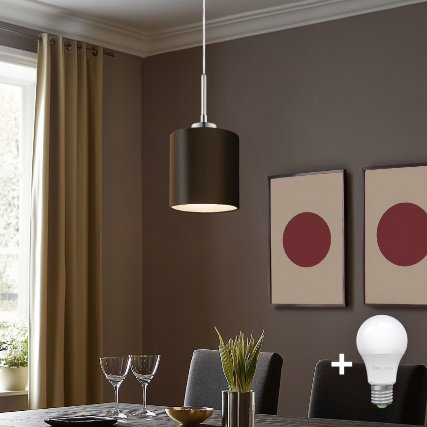 Eglo - LED-Hängeleuchte TUNJA 1xE27/60W/230V braun