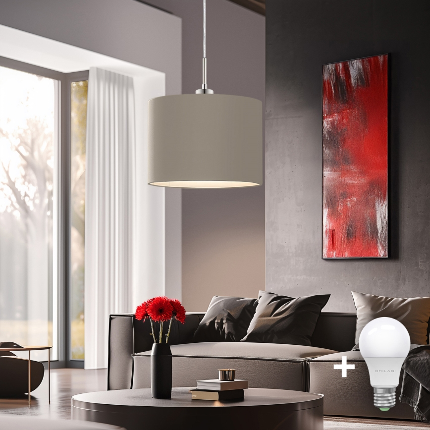 Eglo - LED-Hängeleuchte TUNJA 1xE27/60W/230V taupe