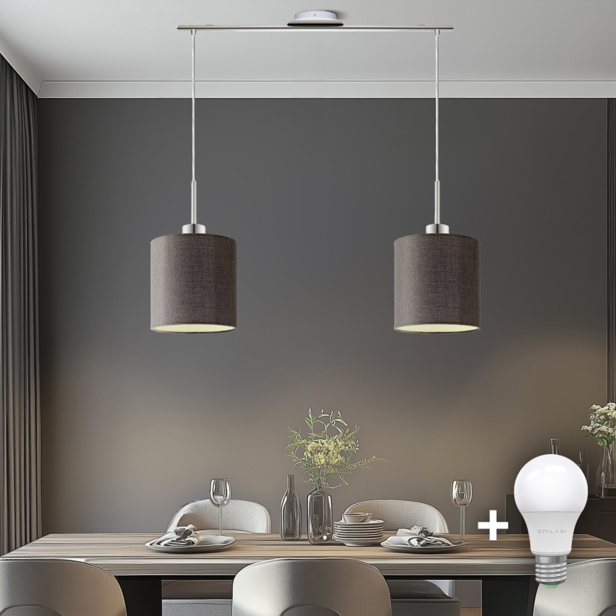 Eglo - LED-Hängeleuchte TUNJA 2xE27/60W/230V braun