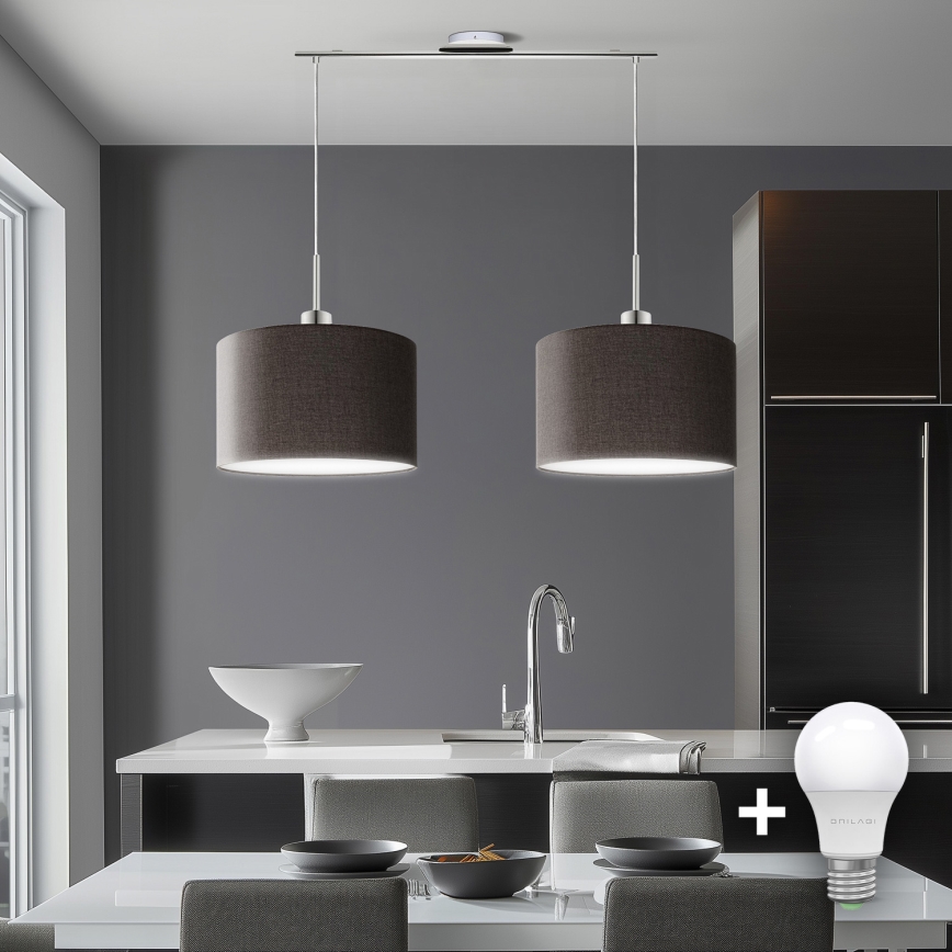 Eglo - LED-Hängeleuchte TUNJA 2xE27/60W/230V braun