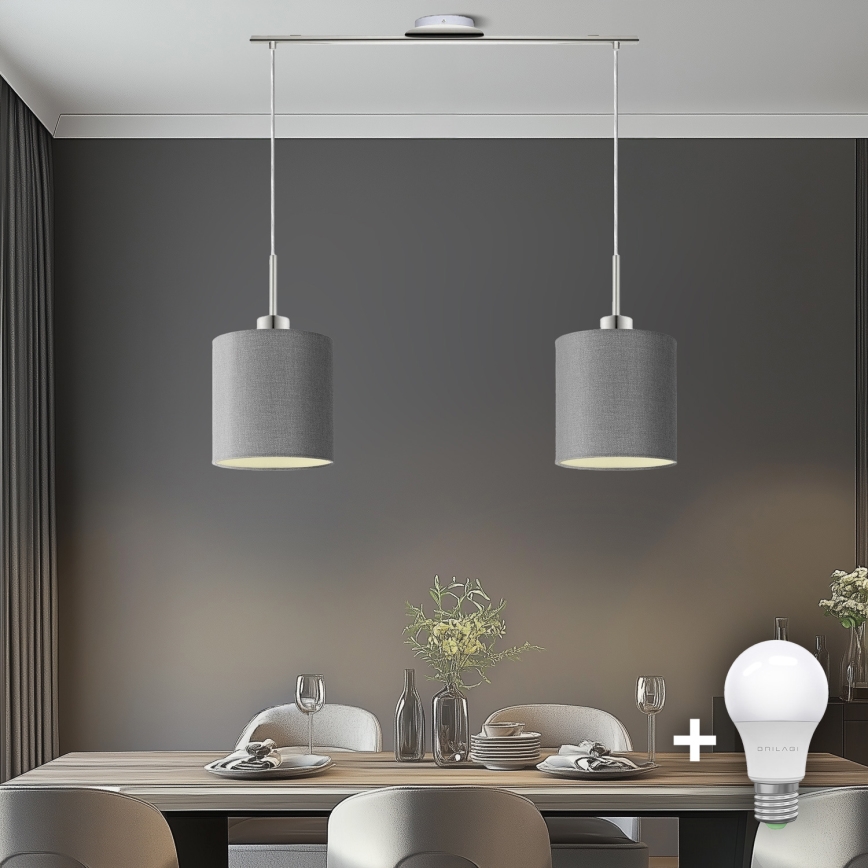 Eglo - LED-Hängeleuchte TUNJA 2xE27/60W/230V grau