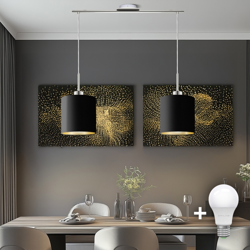 Eglo - LED-Hängeleuchte TUNJA 2xE27/60W/230V schwarz