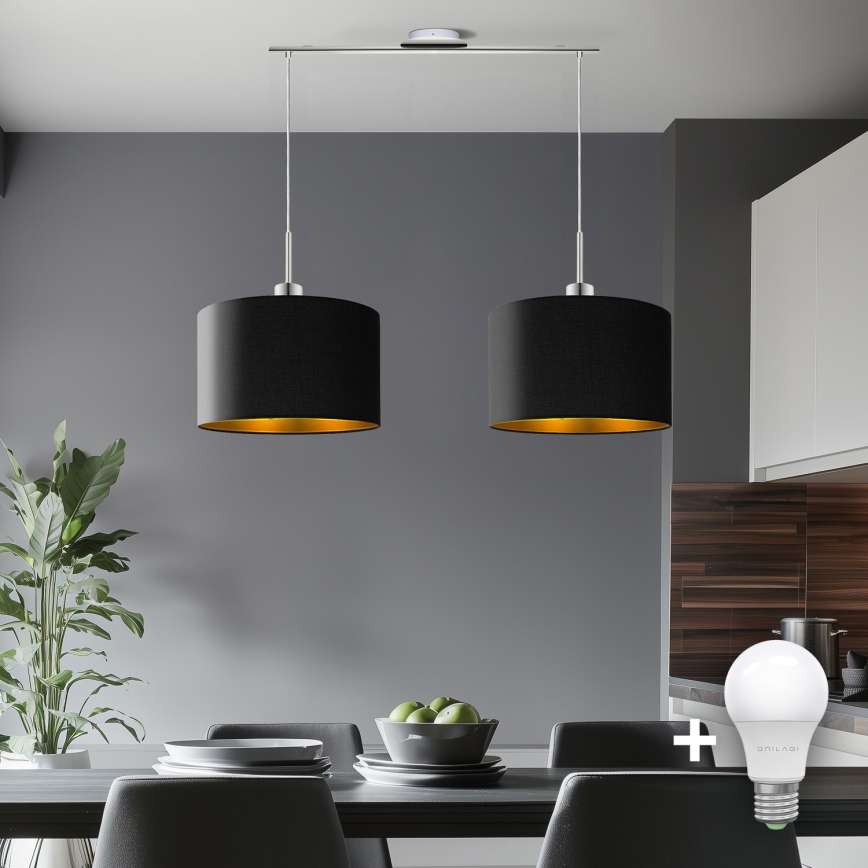 Eglo - LED-Hängeleuchte TUNJA 2xE27/60W/230V schwarz