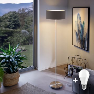Eglo - LED  Lampada con piedistallo TUNJA 1xE27/60W/230V cromo opaco/marrone