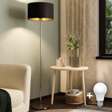 Eglo - LED  Lampada con piedistallo TUNJA 1xE27/60W/230V cromo opaco/nero