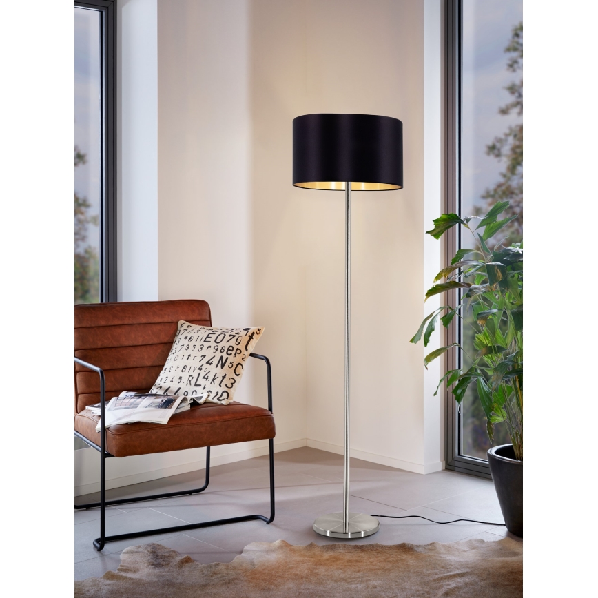 Eglo - LED  Lampada con piedistallo TUNJA 1xE27/60W/230V cromo opaco/nero