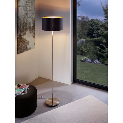 Eglo - LED  Lampada con piedistallo TUNJA 1xE27/60W/230V cromo opaco/nero