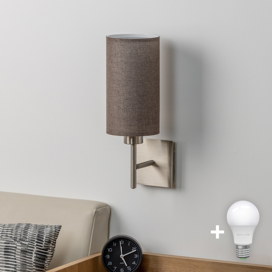 Eglo - LED Lampada da parete TUNJA 1xE27/60W/230V cromo opaco/marrone