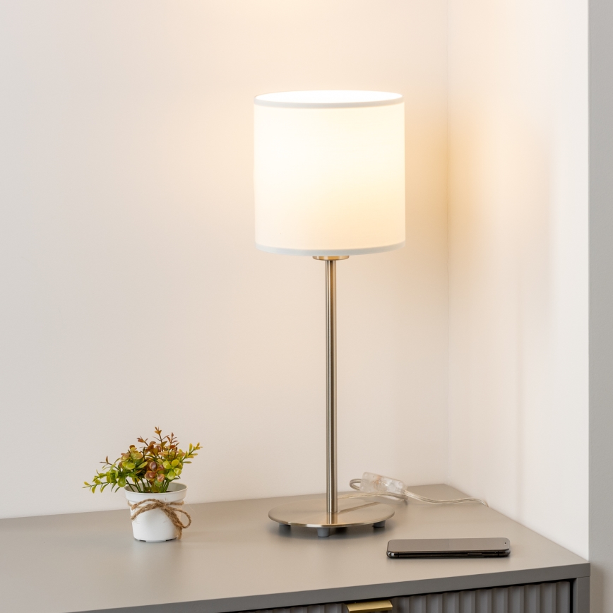Eglo - LED  Lampada da tavolo TUNJA 1xE27/60W/230V 38,5 cm cromo opaco/bianco
