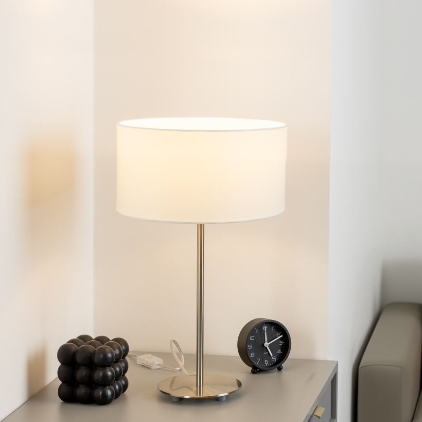 Eglo - LED  Lampada da tavolo TUNJA 1xE27/60W/230V 38,5 cm cromo opaco/bianco