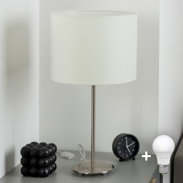 Eglo - LED  Lampada da tavolo TUNJA 1xE27/60W/230V 38,5 cm cromo opaco/bianco