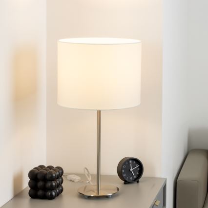 Eglo - LED  Lampada da tavolo TUNJA 1xE27/60W/230V 38,5 cm cromo opaco/bianco