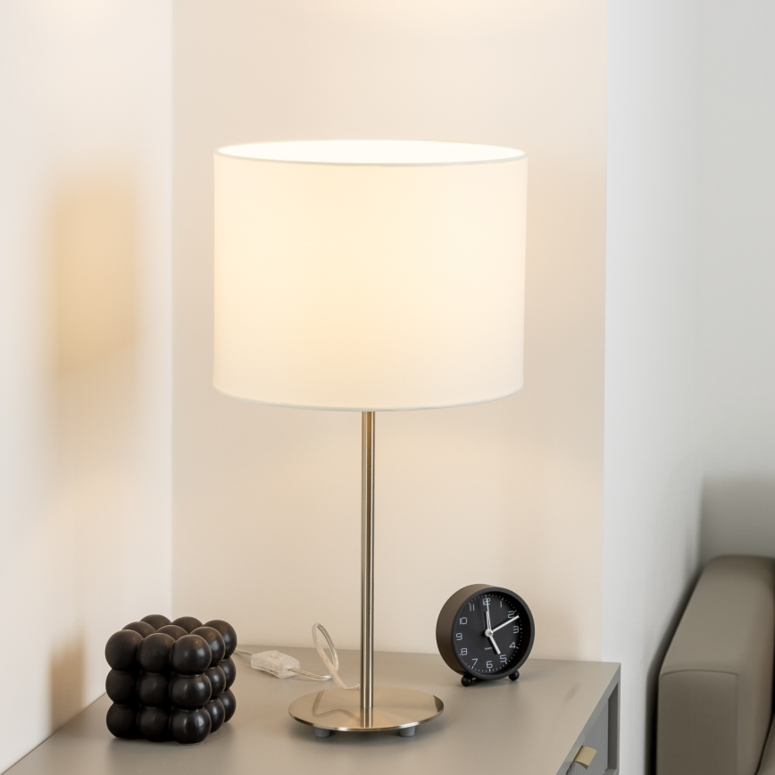 Eglo - LED  Lampada da tavolo TUNJA 1xE27/60W/230V 38,5 cm cromo opaco/bianco