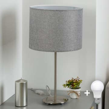 Eglo - LED  Lampada da tavolo TUNJA 1xE27/60W/230V 38,5 cm cromo opaco/grigio