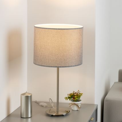 Eglo - LED  Lampada da tavolo TUNJA 1xE27/60W/230V 38,5 cm cromo opaco/grigio