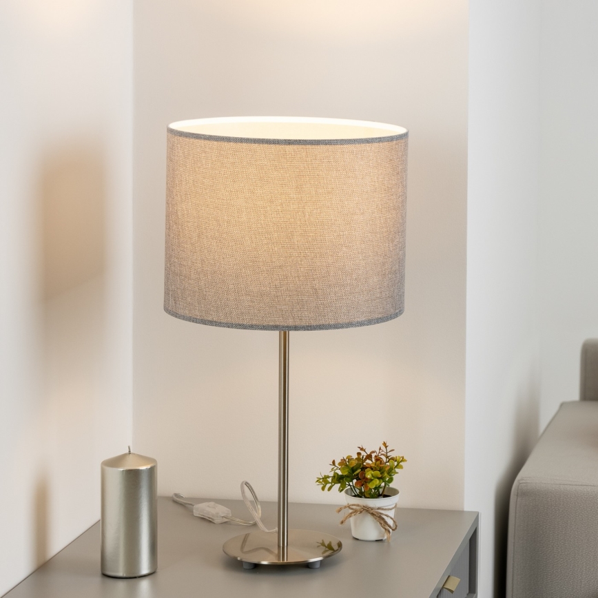 Eglo - LED  Lampada da tavolo TUNJA 1xE27/60W/230V 38,5 cm cromo opaco/grigio