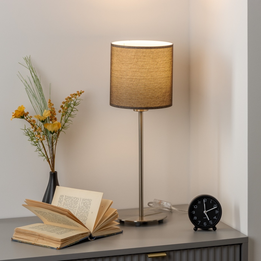 Eglo - LED  Lampada da tavolo TUNJA 1xE27/60W/230V 38,5 cm cromo opaco/marrone