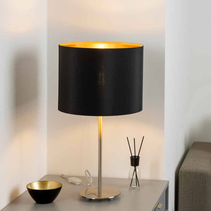 Eglo - LED  Lampada da tavolo TUNJA 1xE27/60W/230V 38,5 cm cromo opaco/nero