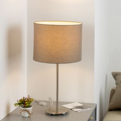 Eglo - LED  Lampada da tavolo TUNJA 1xE27/60W/230V 38,5 cm cromo opaco/taupe