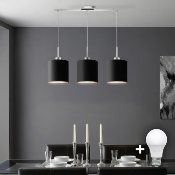 Eglo - LED  Lampadario a sospensione con filo TUNJA 3xE27/60W/230V nero