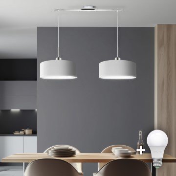 Eglo - LED Lampadario a sospensione su cavo TUNJA 2xE27/60W/230V bianco