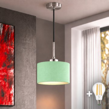 Eglo - LED-Pendelleuchte an Kabel TUNJA 1xE27/60W/230V Ø 20 cm grün/schwarz