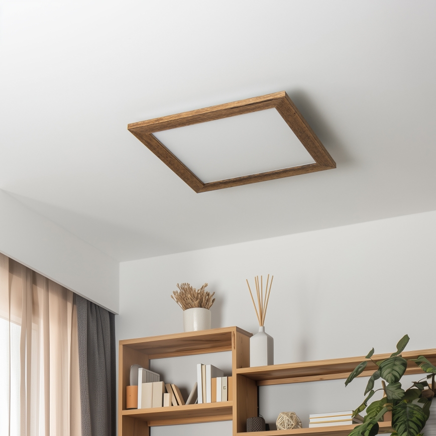 Eglo - LED RGB Pannello fisso dimmerabile SALOBRENA-C WOOD LED/24W/230V 2700-6500K 49,5x49,5 cm marrone + telecomando