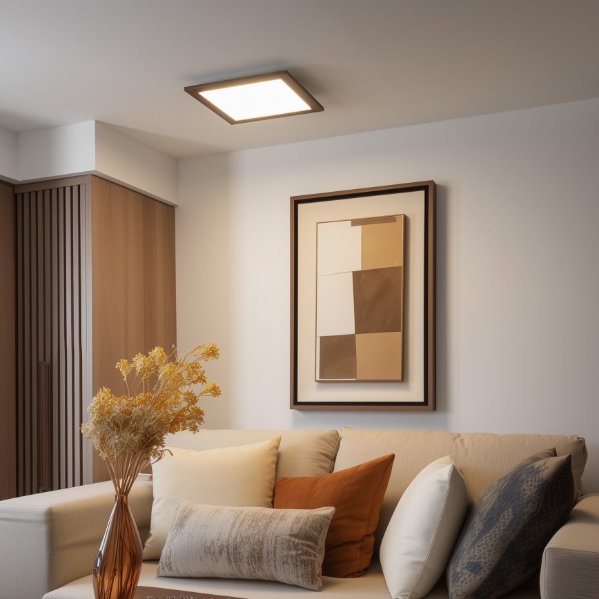 Eglo - LED RGB Pannello fisso dimmerabile SALOBRENA-C WOOD LED/24W/230V 2700-6500K 49,5x49,5 cm marrone + telecomando