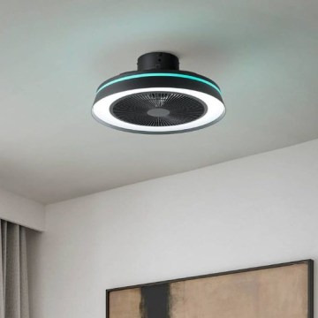 Eglo - LED RGBW dimmbarer Deckenventilator 3xLED/8,5W/230V+LED/6W 2700-6500K Ø 48 cm schwarz + Fernbedienung