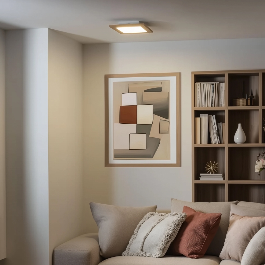 Eglo - LED RGBW dimmbares Aufputz-Panel SALOBRENA-C WOOD LED/16W/230V 2700-6500K 34x34 cm braun + Fernbedienung