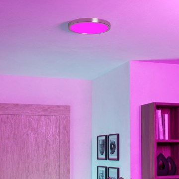 Eglo - LED RGBW dimmerabile plafoniera da soffitto per bagno LED/14,3W/230V 2700-6500K Ø 27,8 cm IP44 cromo opaco