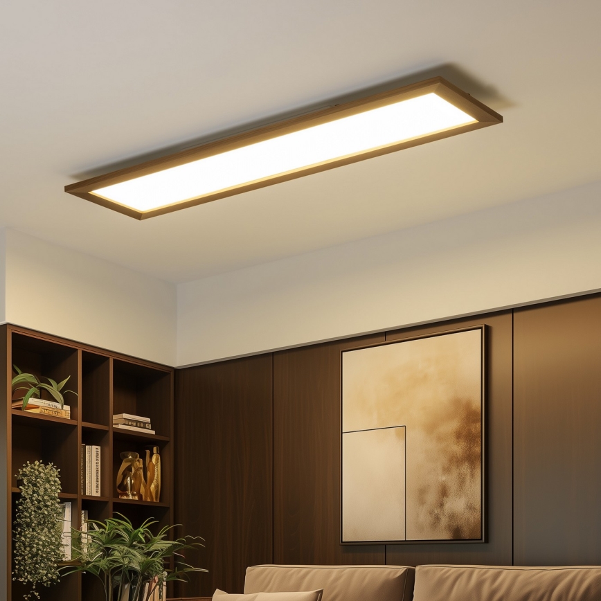 Eglo - LED RGBW Pannello dimmerabile SALOBRENA-C WOOD LED/31W/230V 2700-6500K 34x124 cm marrone scuro + telecomando