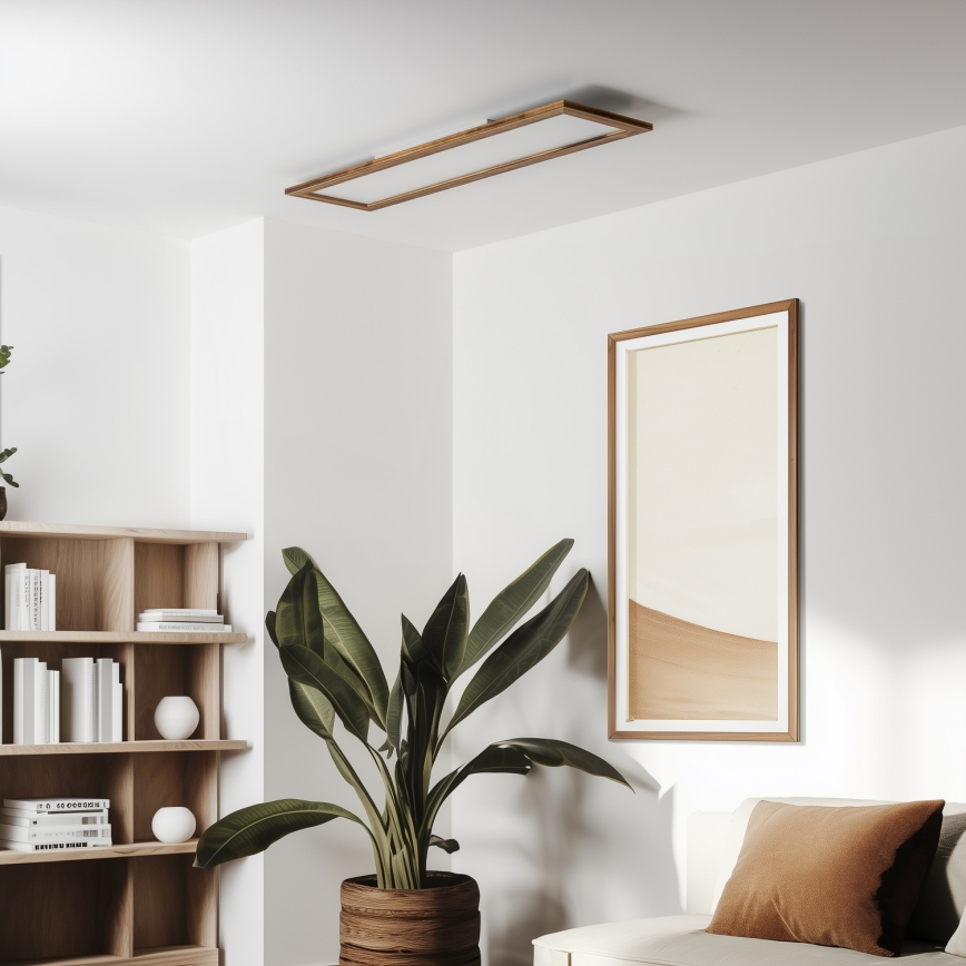 Eglo - Plafoniera LED RGBW dimmerabile SALOBRENA-C WOOD LED/34W/230V 2700-6500K 34x124 cm marrone + telecomando