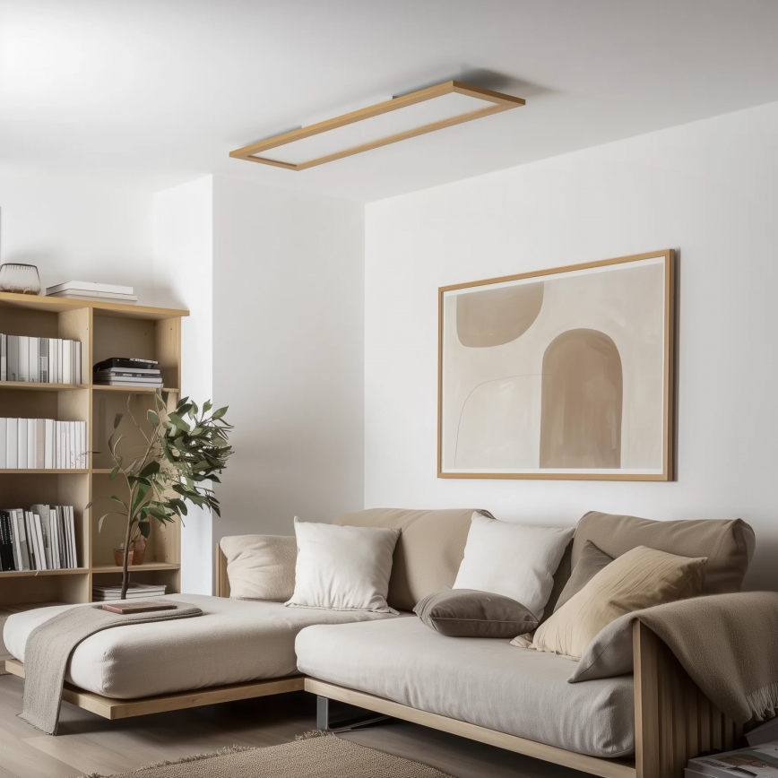 Eglo - Panneau LED RGBW dimmable en applique SALOBRENA-C WOOD LED/34W/230V 2700-6500K 34x124 cm marron + télécommande