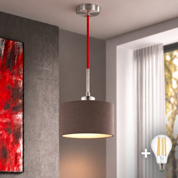 Eglo - LED Suspension sur câble TUNJA 1xE27/60W/230V Ø 20 cm marron/rouge