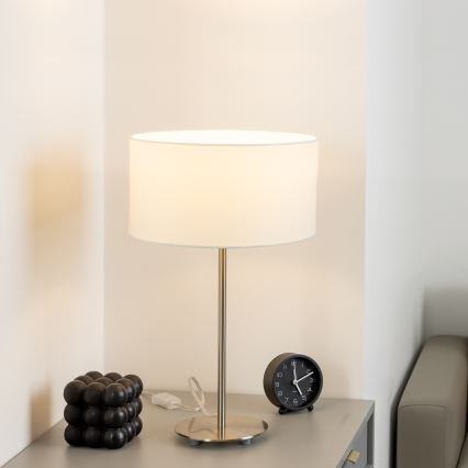 Eglo - LED-Tischleuchte TUNJA 1xE27/60W/230V 38,5 cm matt Chrom/weiß