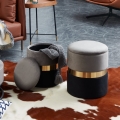 Eglo - LOT 2x Tabouret d. 31,5/36 cm gris/noir/doré