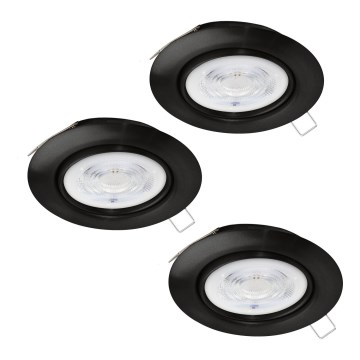 Eglo - LOT 3xLED Spot encastrable salle de bain 1xGU10/4W/230V IP44 noir