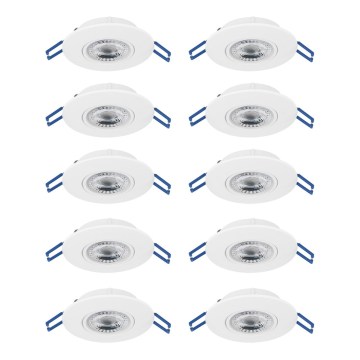 Eglo - Lot de 10 spots encastrables LED, 4,9 W, 230 V, 2700/4000/6500 K, Ø 9 cm, blanc